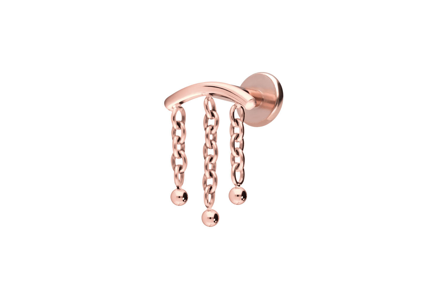Titan Labret Piercing mit Innengewinde BOGEN + 3 KETTEN